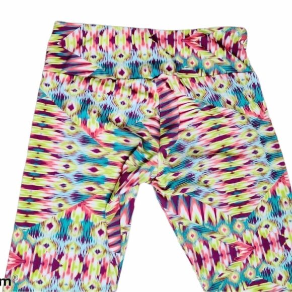 Onzie Colorful Cropped Leggings Bold Yoga Psychedelic Print Size Small Medium - Picture 7 of 12